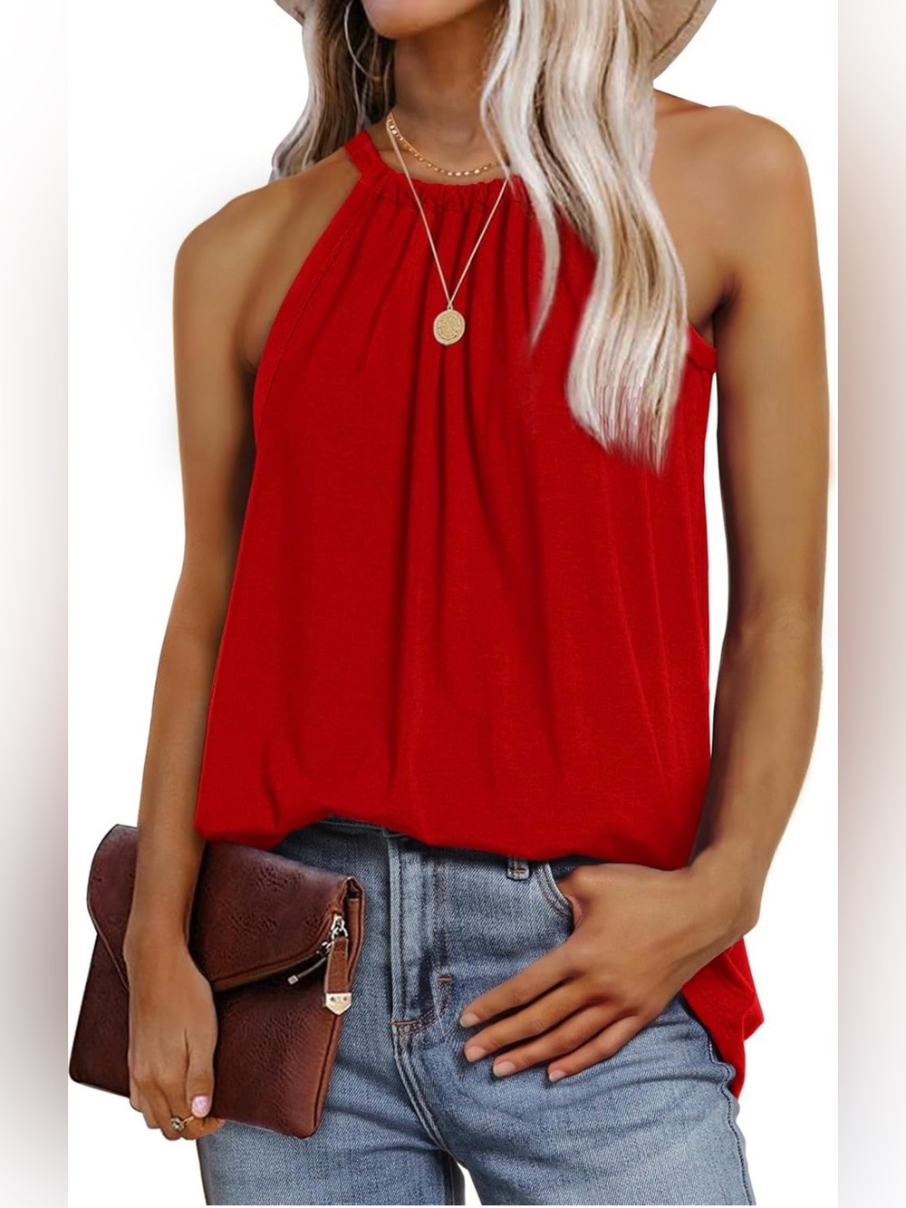 Women's Red Halter-Style Camisole Top